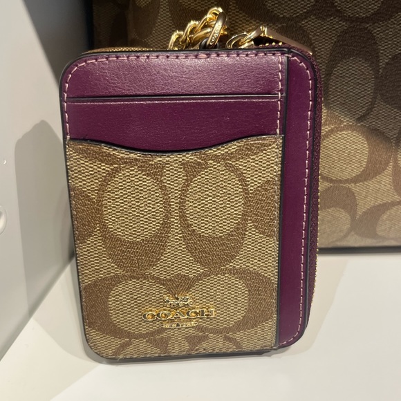 NWT Coach Outlet Zip Card Case In Signature Canvas - Picture 3 of 4